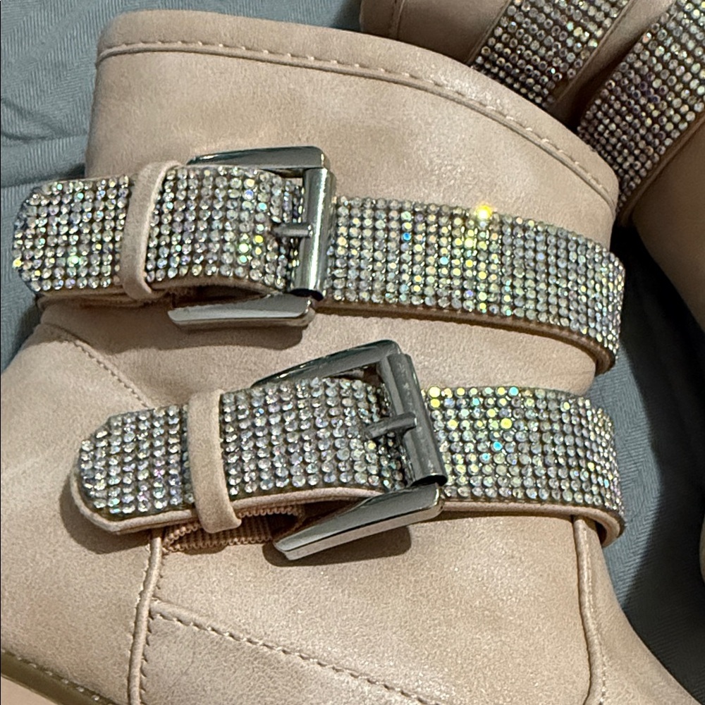 MIA Beige Ankle Boots with Sparkling Buckles - Picture 3 of 8
